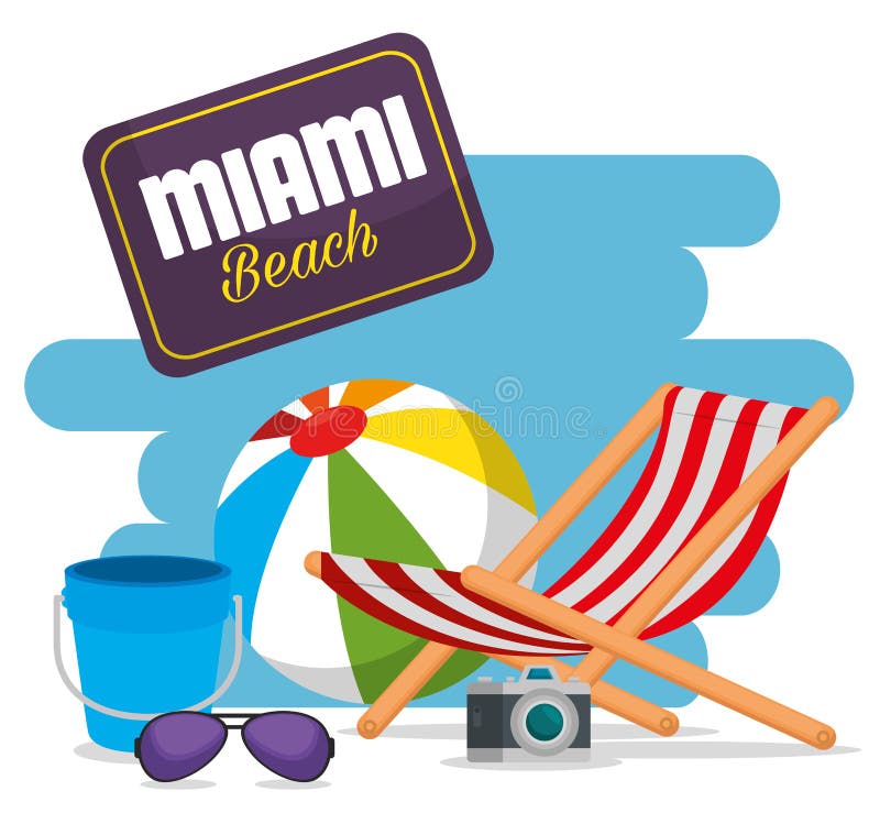 De pictogrammen van de het strandzomer van Miami royalty-vrije illustratie De pictogrammen van de het strandzomer van Miami royalty-vrije illustratie