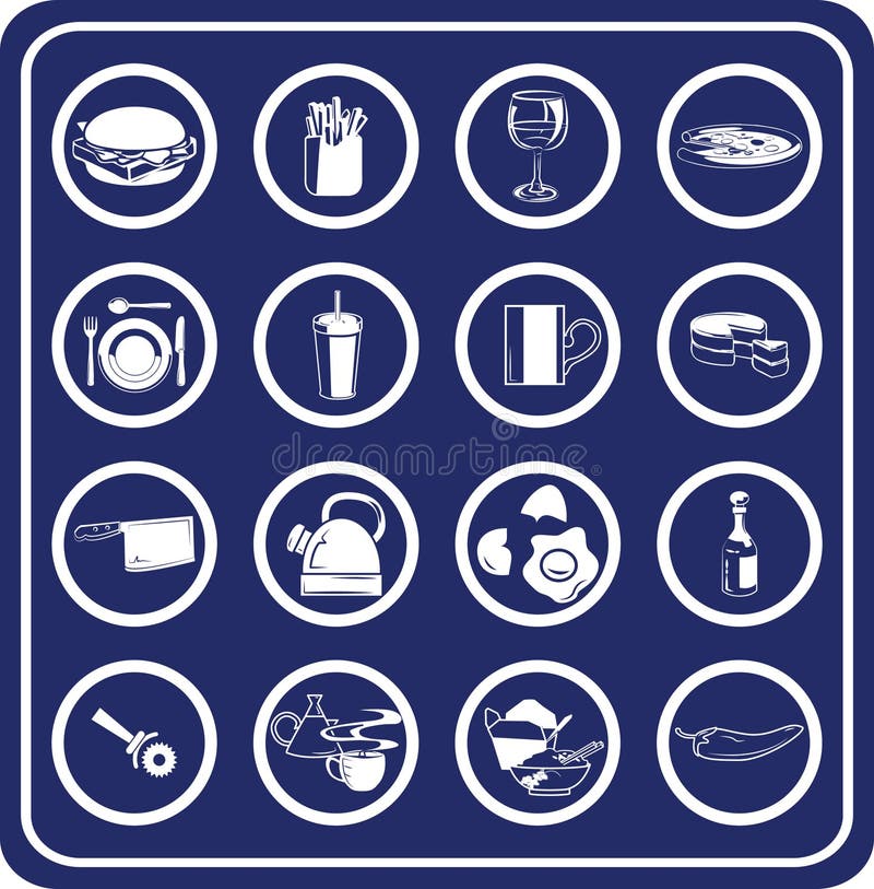 De pictogrammen van het voedsel en van de drank vector illustratie De pictogrammen van het voedsel en van de drank vector illustratie