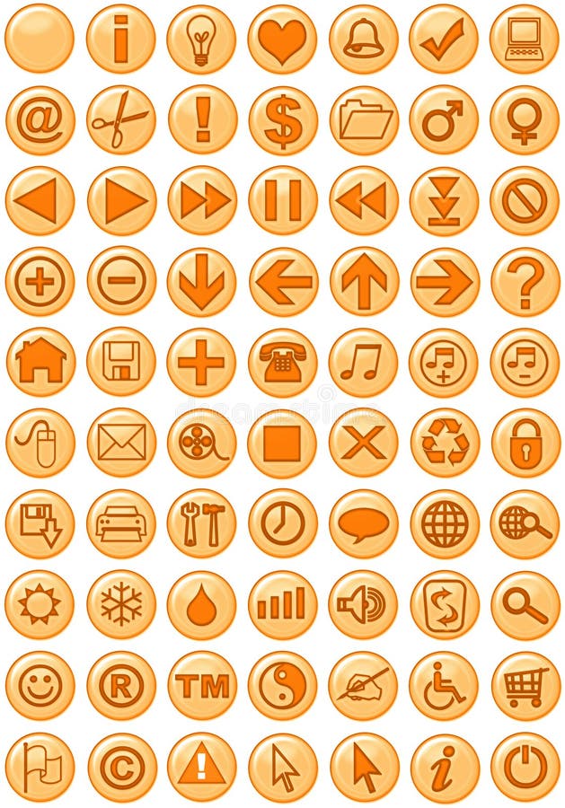 Web-iconen in oranje stock illustratie