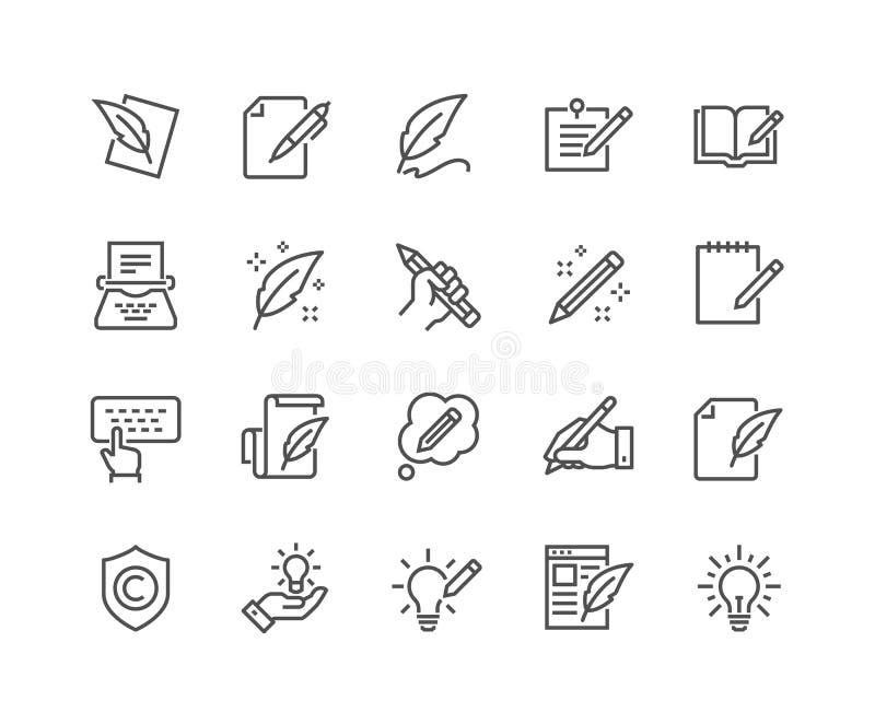 De Pictogrammen van lijncopywriting royalty-vrije illustratie De Pictogrammen van lijncopywriting royalty-vrije illustratie