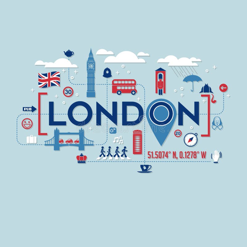 De pictogrammen van Londen Engeland en typografieontwerp vector illustratie De pictogrammen van Londen Engeland en typografieontwerp vector illustratie