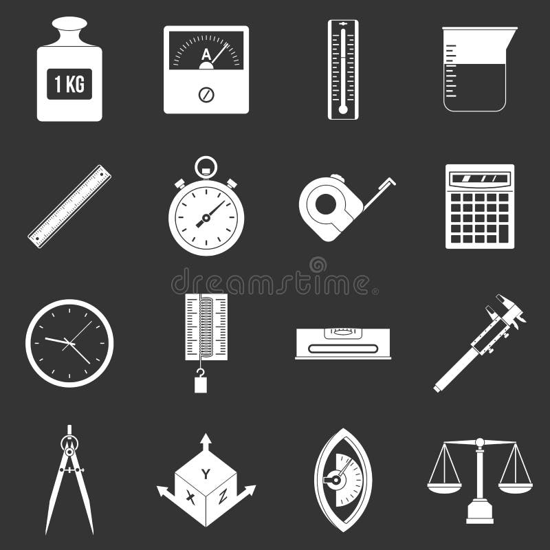 De pictogrammen van de maatregelenprecisie geplaatst grijs stock illustratie De pictogrammen van de maatregelenprecisie geplaatst grijs stock illustratie