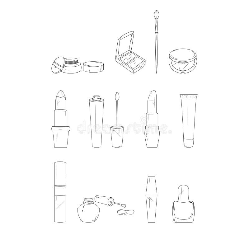 De pictogrammen van de samenstellingslijn Eenvoudige Reeks Schoonheidsmiddelen Vector illustratie stock illustratie De pictogrammen van de samenstellingslijn Eenvoudige Reeks Schoonheidsmiddelen Vector illustratie stock illustratie