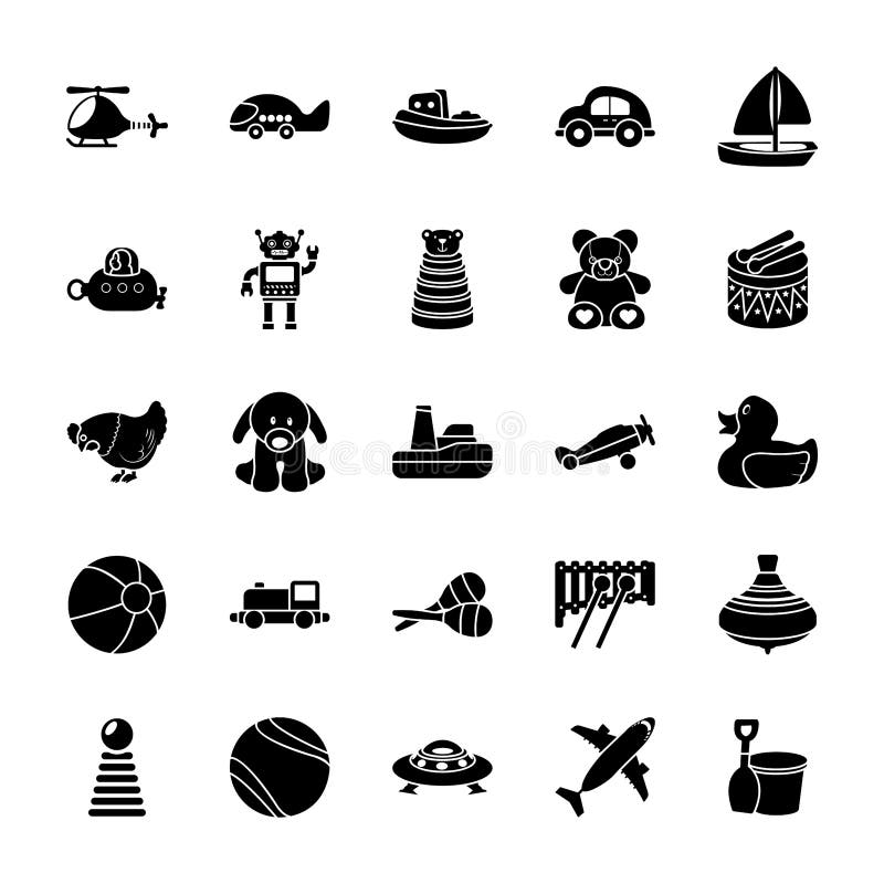 De Pictogrammen van speelgoedglyph stock illustratie De Pictogrammen van speelgoedglyph stock illustratie