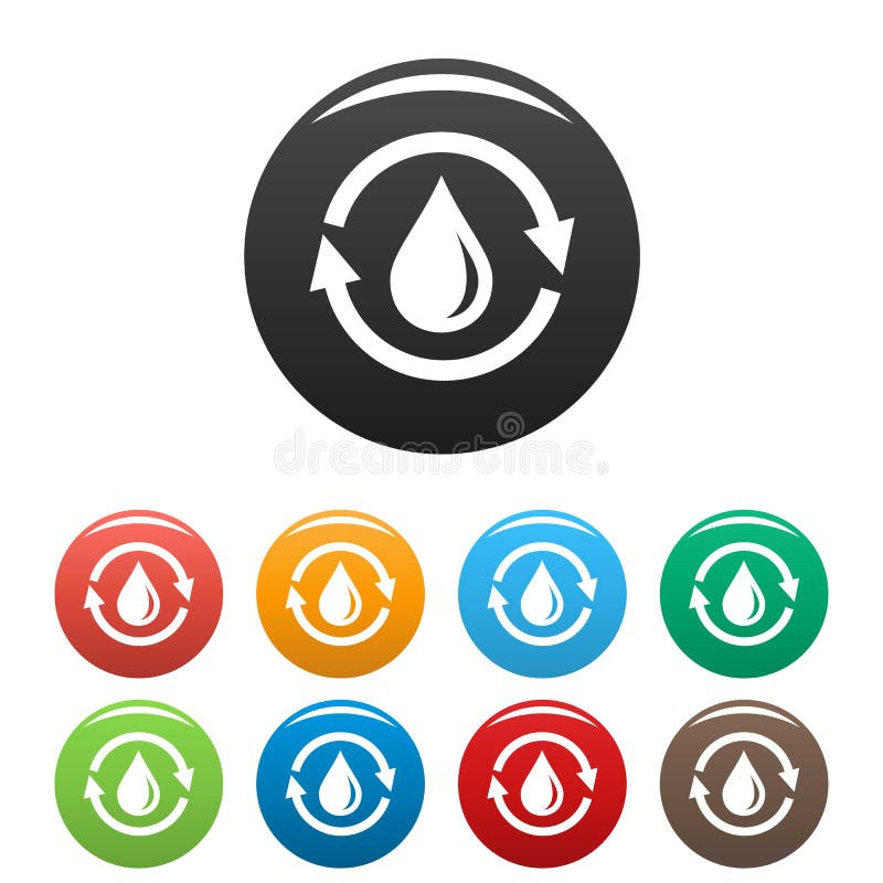 De pictogrammen van de waterbesparing geplaatst kleur vector illustratie De pictogrammen van de waterbesparing geplaatst kleur vector illustratie