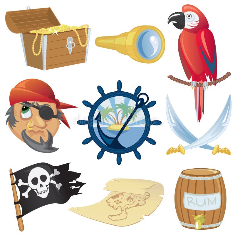 De pictogrammeninzameling van de piraat vector illustratie De pictogrammeninzameling van de piraat vector illustratie