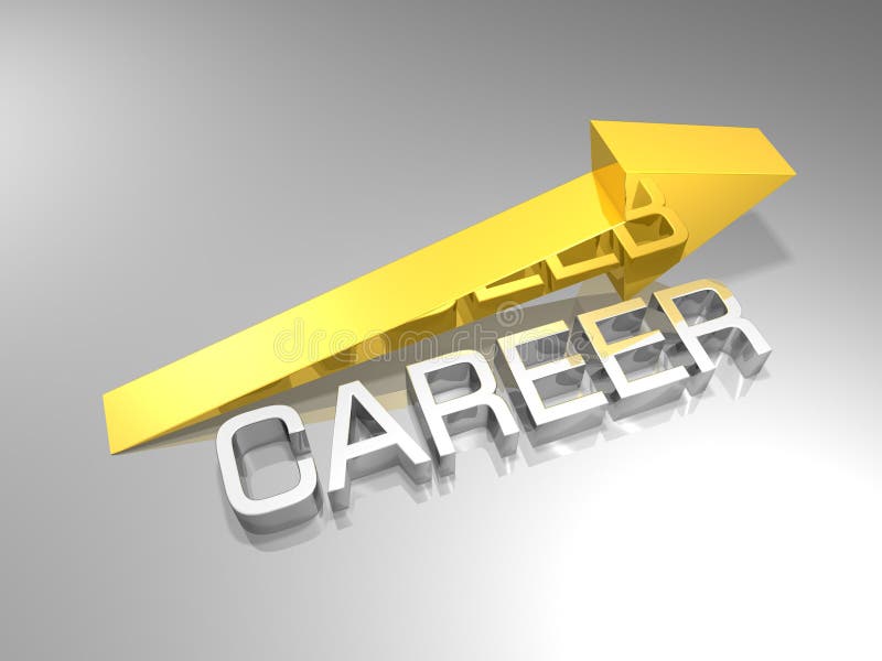 A golden arrow and the word career. A golden arrow and the word career