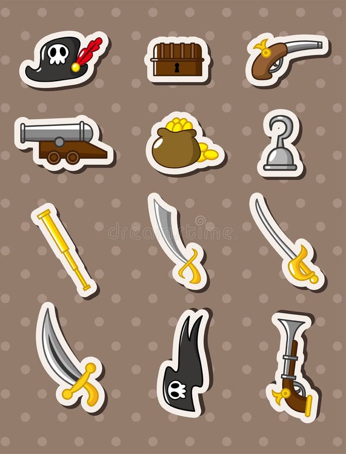 De piraatstickers van het beeldverhaal vector illustratie De piraatstickers van het beeldverhaal vector illustratie