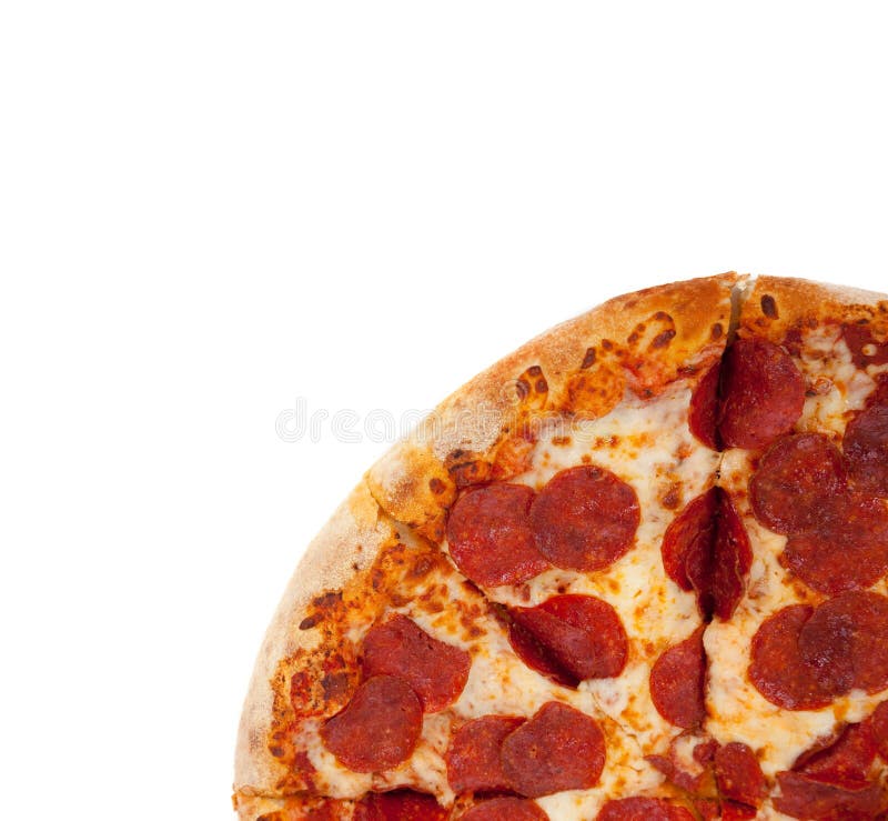 De pizza van pepperonis op wit royalty-vrije stock fotografie De pizza van pepperonis op wit royalty-vrije stock fotografie