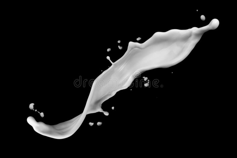 De plons van de melk die op zwarte wordt geïsoleerdw