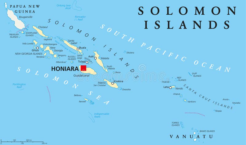 De politieke kaart van Solomon Islands
