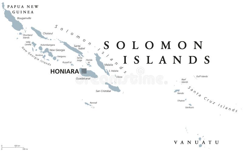 De politieke kaart van Solomon Islands