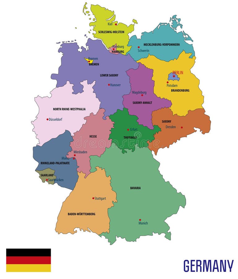 De politieke vectorkaart van Duitsland met gebieden stock illustratie De politieke vectorkaart van Duitsland met gebieden stock illustratie