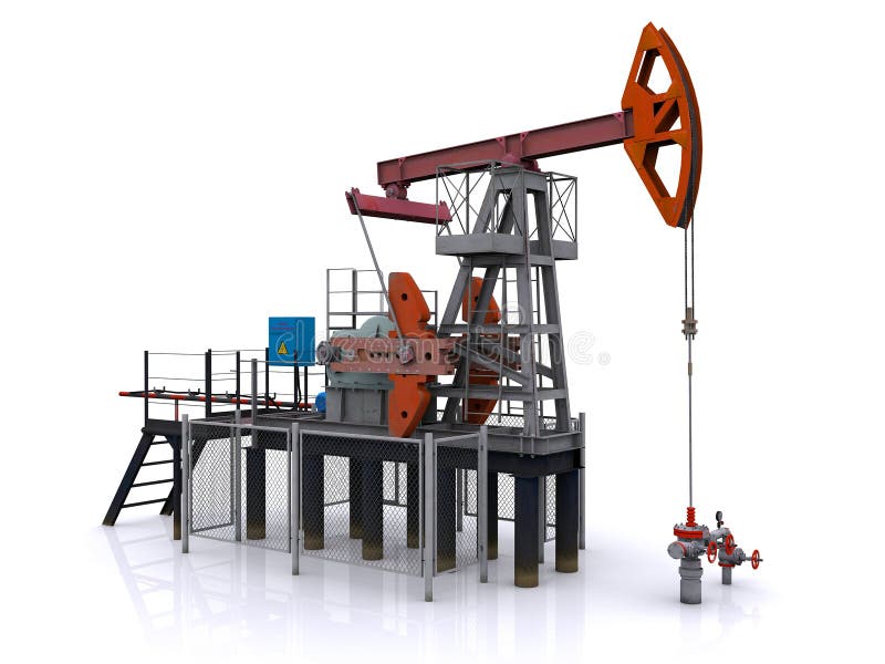 Oil pump-jack on a white background. 3d rendering. Oil pump-jack on a white background. 3d rendering