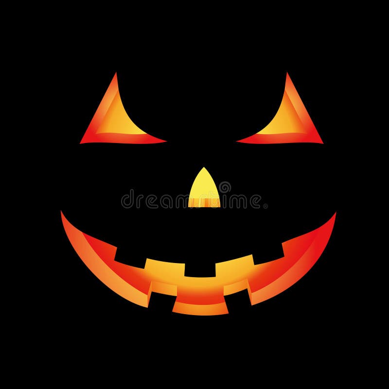 Vector Halloween card with glowing scary pumpkin. Vector Halloween card with glowing scary pumpkin