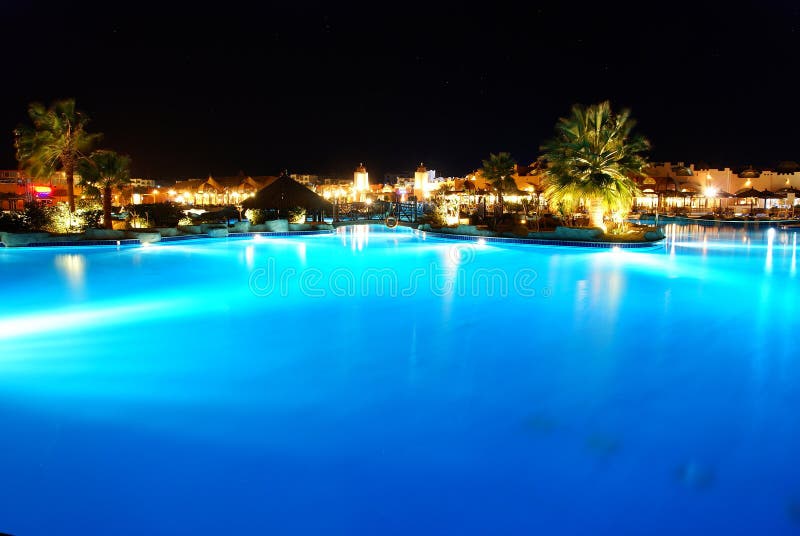 Luxury hotel pool at night. Luxury hotel pool at night