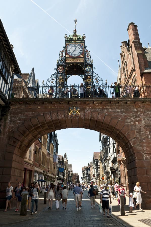 De Poort van het oosten, Chester, Cheshire, het UK stock fotografie De Poort van het oosten, Chester, Cheshire, het UK stock fotografie
