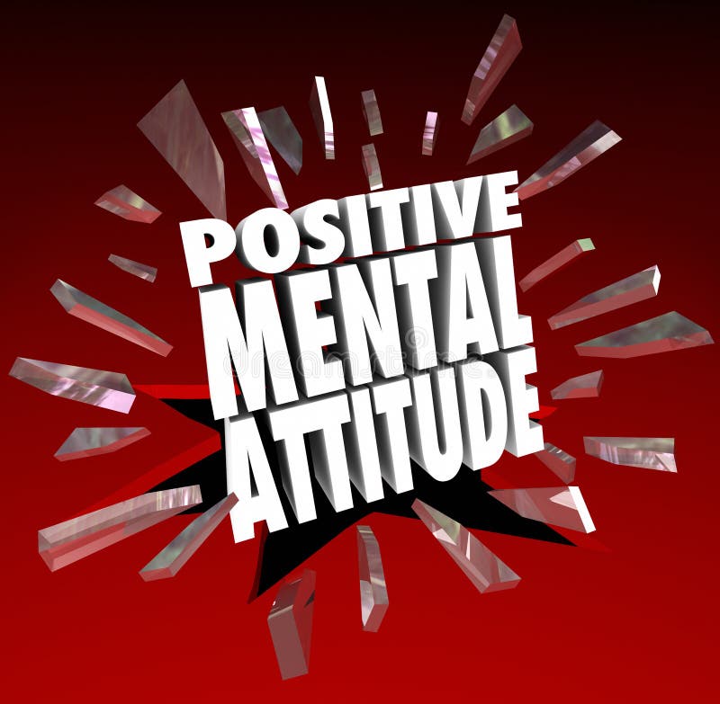 De positieve Geestelijke Onderbreking van Houdings 3d Woorden door Glas stock illustratie De positieve Geestelijke Onderbreking van Houdings 3d Woorden door Glas stock illustratie