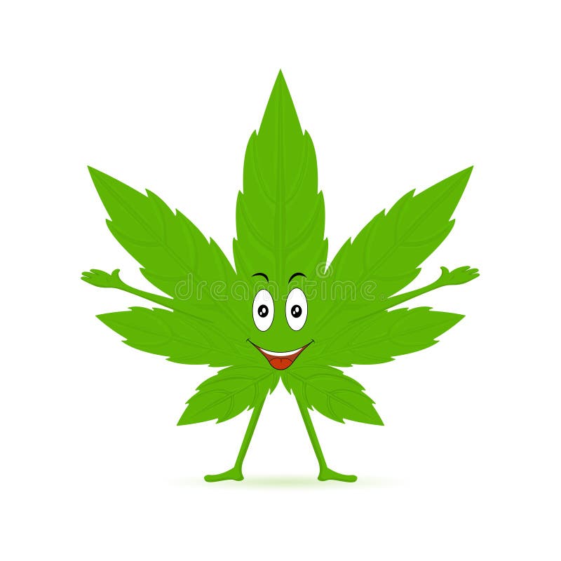 De pretkarakter van het cannabisbeeldverhaal Grappig het glimlachen gelukkig groen het bladgezicht van het marihuanaonkruid Medis vector illustratie De pretkarakter van het cannabisbeeldverhaal Grappig het glimlachen gelukkig groen het bladgezicht van het marihuanaonkruid Medis vector illustratie