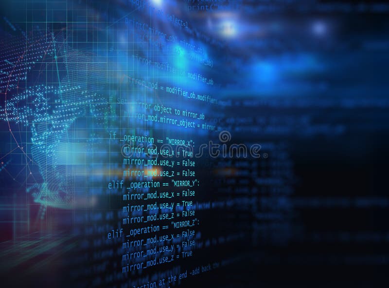 Programmeercode, abstract, technologische achtergrond van een softwareontwikkelaar en computerscript royalty-vrije illustratie