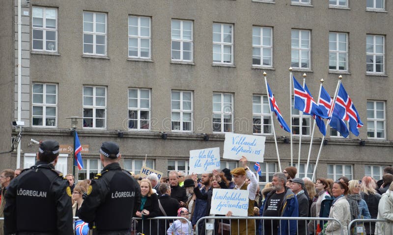 Onafhankelijkheidsdagdemonstranten, Reykjavik stock fotografie