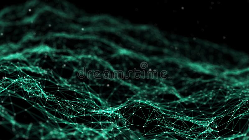 De punten en de lijnen van de netwerkverbinding De achtergrond van de technologie vlecht Grote Gegevensachtergrond Groen het 3d t vector illustratie De punten en de lijnen van de netwerkverbinding De achtergrond van de technologie vlecht Grote Gegevensachtergrond Groen het 3d t vector illustratie