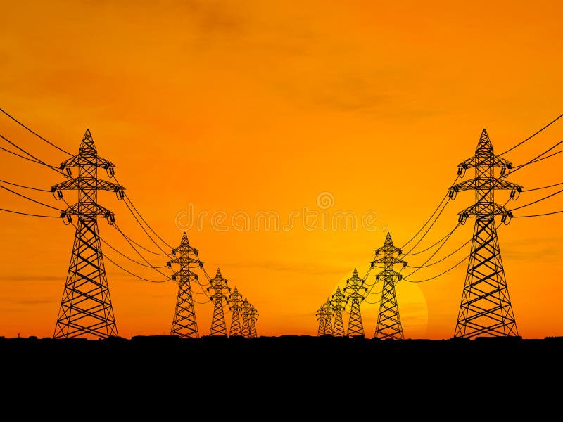 De pylonen van de elektriciteit stock foto's De pylonen van de elektriciteit stock foto's