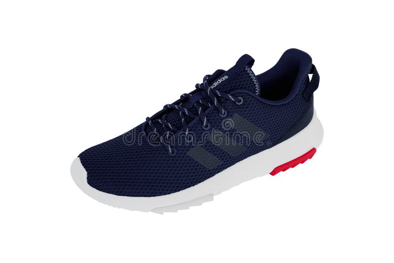 De RACEAUTOrt SCHOENEN van Adidas CLOUDFOAM op wit stock afbeeldingen De RACEAUTOrt SCHOENEN van Adidas CLOUDFOAM op wit stock afbeeldingen