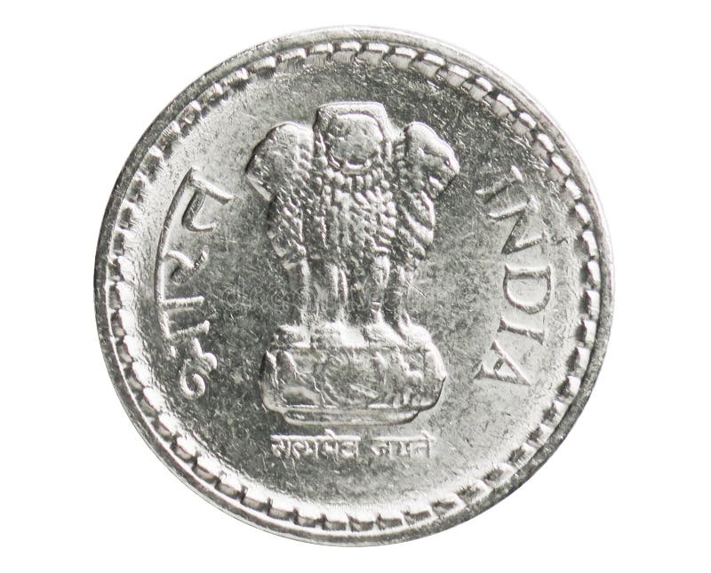 De randmuntstuk van de 5 Roepiesveiligheid, 1957~Today - Omloop serie, Bank van India stock foto's De randmuntstuk van de 5 Roepiesveiligheid, 1957~Today - Omloop serie, Bank van India stock foto's