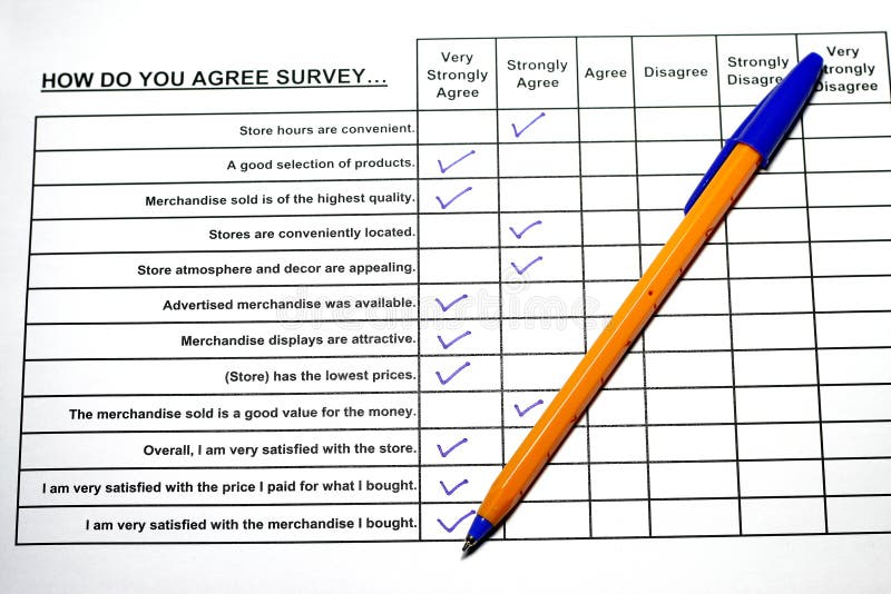 This is a close up image of the responses to a product survey. This is a close up image of the responses to a product survey