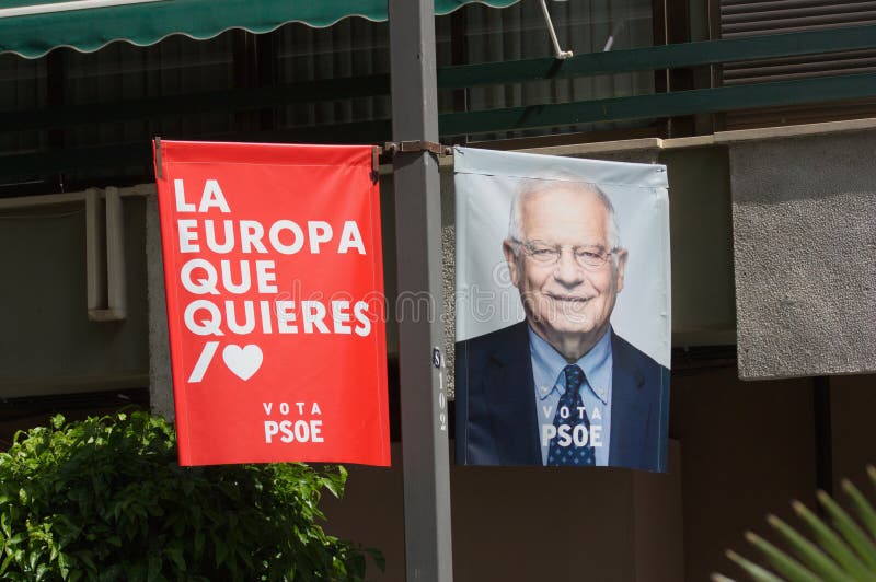 De reclame van affiche van de Spaanse Socialistische Partij voor de Europese verkiezingen van 26 Mei, 2019 royalty-vrije stock afbeeldingen De reclame van affiche van de Spaanse Socialistische Partij voor de Europese verkiezingen van 26 Mei, 2019 royalty-vrije stock afbeeldingen
