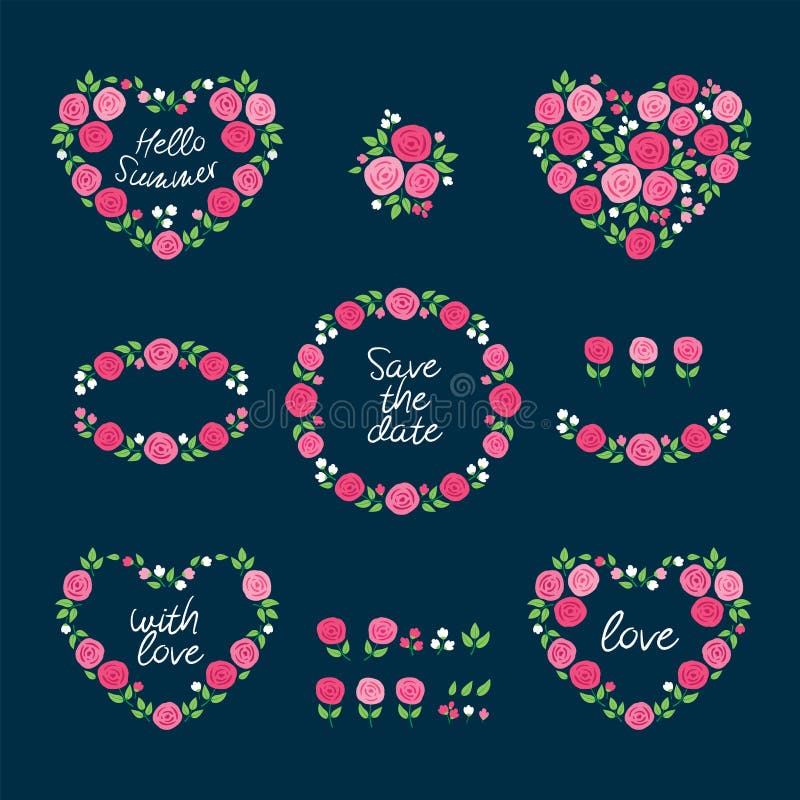 De reeks kronen van de zomer doorboort bloemen Hand getrokken bloemenelement stock illustratie De reeks kronen van de zomer doorboort bloemen Hand getrokken bloemenelement stock illustratie