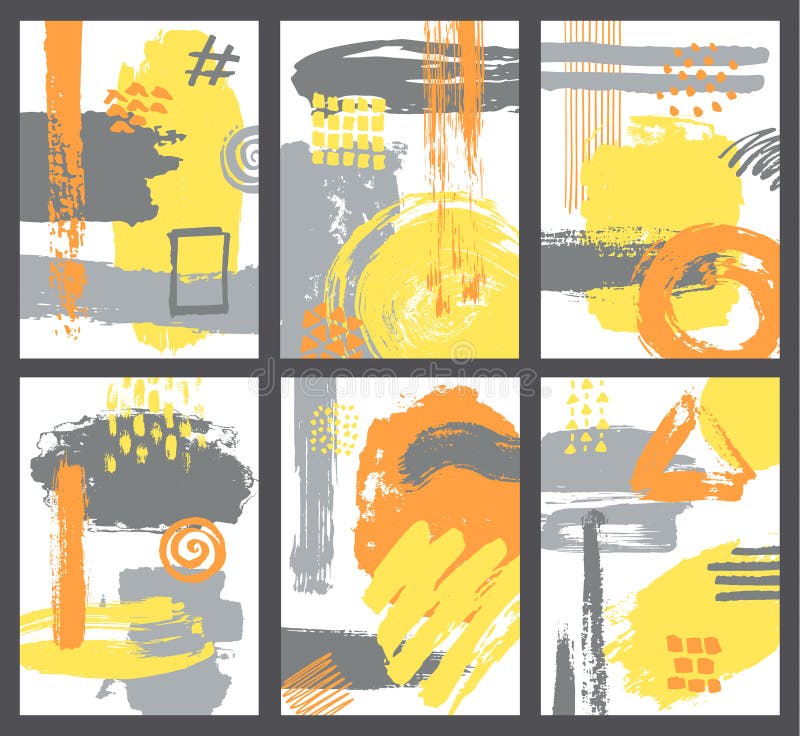 De reeks van abstracte borstel strijkt de moderne affiche van de kunststijl vector illustratie De reeks van abstracte borstel strijkt de moderne affiche van de kunststijl vector illustratie