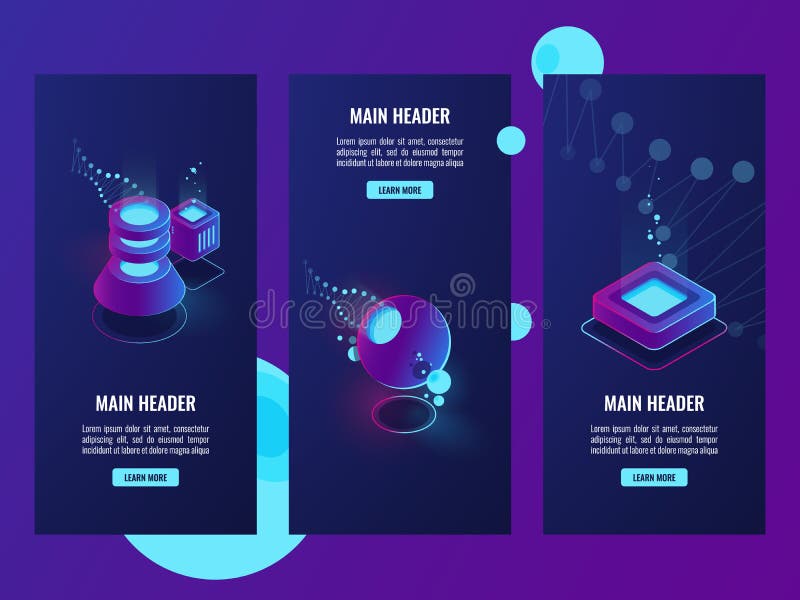 De reeks van banner met van het serverruimte en gegevensbestand pictogrammen, gegevenswetenschap concpet, cyberspace en virtuele stock illustratie De reeks van banner met van het serverruimte en gegevensbestand pictogrammen, gegevenswetenschap concpet, cyberspace en virtuele stock illustratie