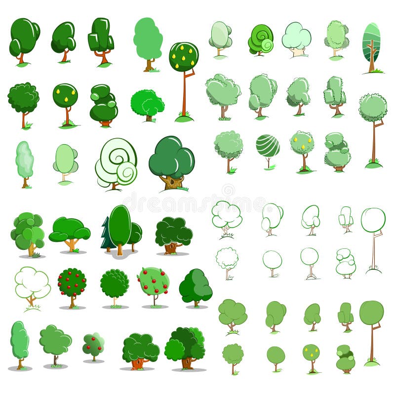 De reeks van het bomenpictogram Vector illustratie vector illustratie De reeks van het bomenpictogram Vector illustratie vector illustratie