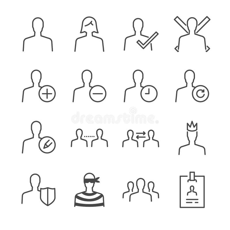 De reeks van het de lijnpictogram van het gebruikersbeheer royalty-vrije illustratie De reeks van het de lijnpictogram van het gebruikersbeheer royalty-vrije illustratie