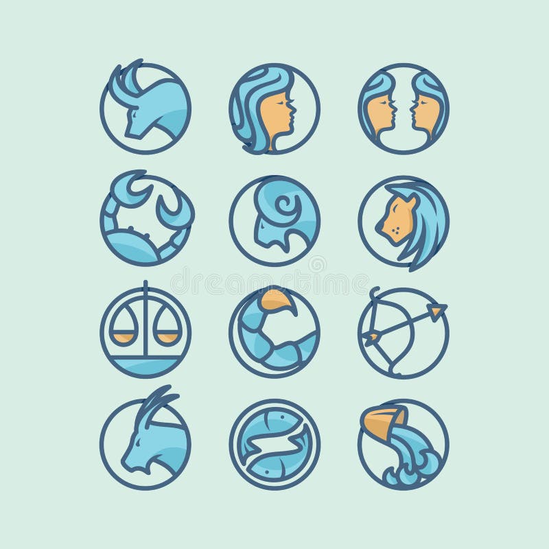 De reeks van het dierenriempictogram royalty-vrije illustratie De reeks van het dierenriempictogram royalty-vrije illustratie
