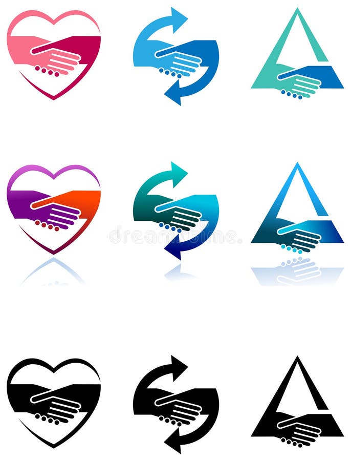 De reeks van het handdrukembleem stock illustratie De reeks van het handdrukembleem stock illustratie