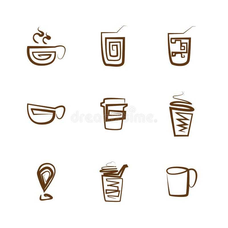 De reeks van het koffiepictogram vector illustratie De reeks van het koffiepictogram vector illustratie