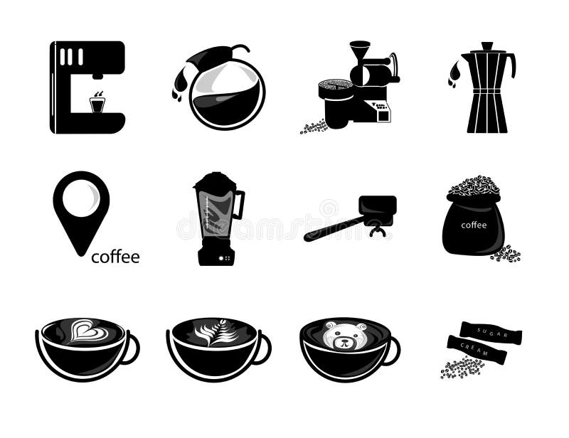 De reeks van het koffiepictogram stock illustratie De reeks van het koffiepictogram stock illustratie