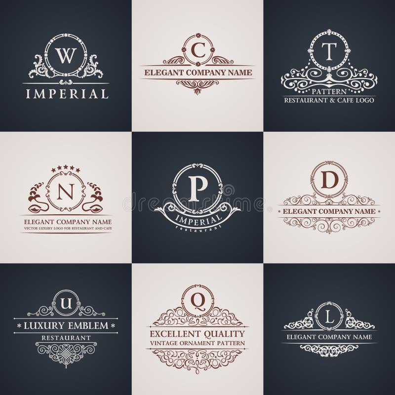 De reeks van het luxeembleem Kalligrafisch elegant patroon royalty-vrije illustratie De reeks van het luxeembleem Kalligrafisch elegant patroon royalty-vrije illustratie