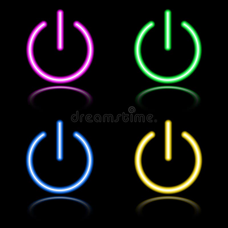 De reeks van het pictogram neonknopen stock illustratie De reeks van het pictogram neonknopen stock illustratie