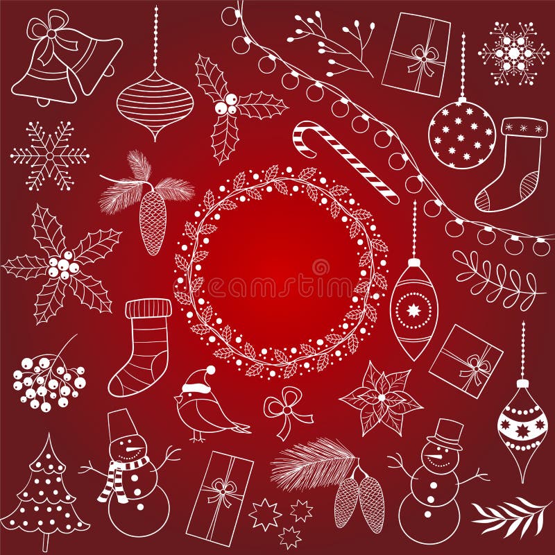 De Reeks van krabbelkerstmis royalty-vrije illustratie De Reeks van krabbelkerstmis royalty-vrije illustratie