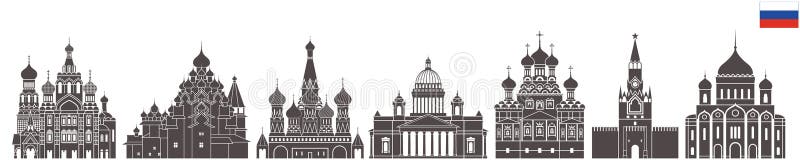 De reeks van Rusland De geïsoleerde architectuur van Rusland op witte achtergrond stock illustratie De reeks van Rusland De geïsoleerde architectuur van Rusland op witte achtergrond stock illustratie