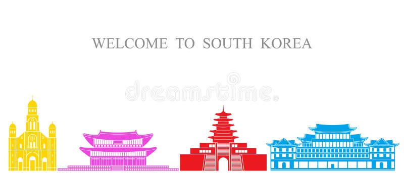 De reeks van Zuid-Korea De geïsoleerde architectuur van Zuid-Korea op witte achtergrond vector illustratie De reeks van Zuid-Korea De geïsoleerde architectuur van Zuid-Korea op witte achtergrond vector illustratie