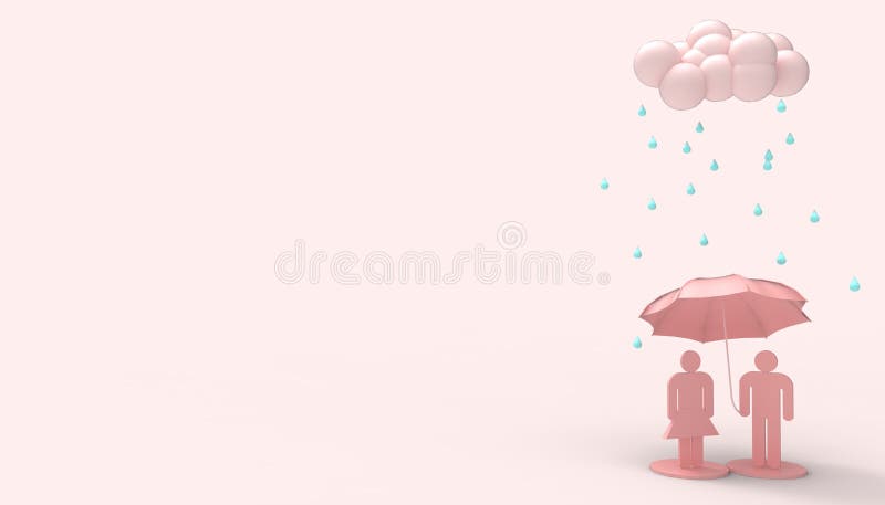 De regen betrekt Zwart-wit Valentine-dag en Mensensymbool in liefde die het Roze Moderne art. van het paraplu's minimale concept royalty-vrije illustratie De regen betrekt Zwart-wit Valentine-dag en Mensensymbool in liefde die het Roze Moderne art. van het paraplu's minimale concept royalty-vrije illustratie