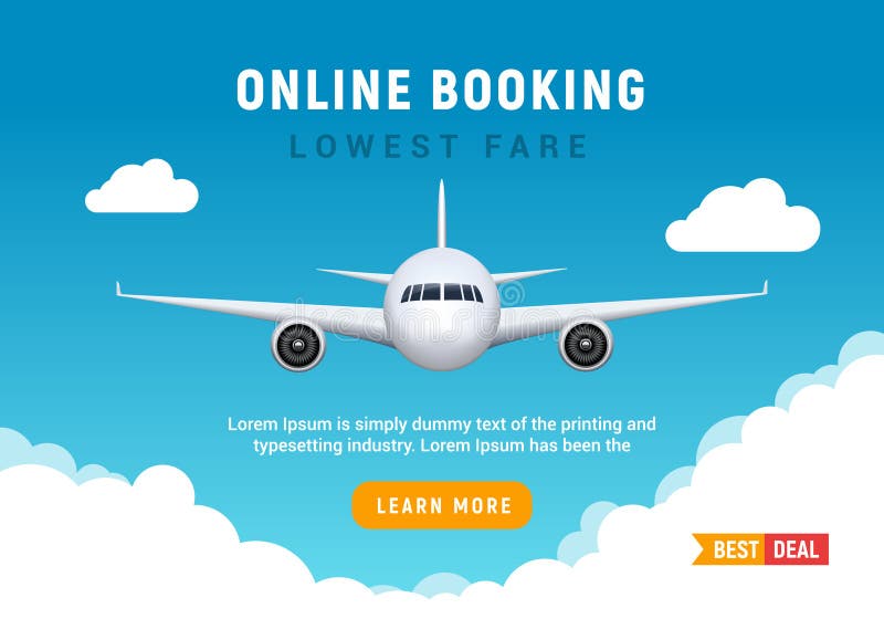 De reisbanner van de vluchtreis voor online het boeken Vector van het de verkoopontwerp van het Vliegtuigkaartje online promomalp vector illustratie De reisbanner van de vluchtreis voor online het boeken Vector van het de verkoopontwerp van het Vliegtuigkaartje online promomalp vector illustratie