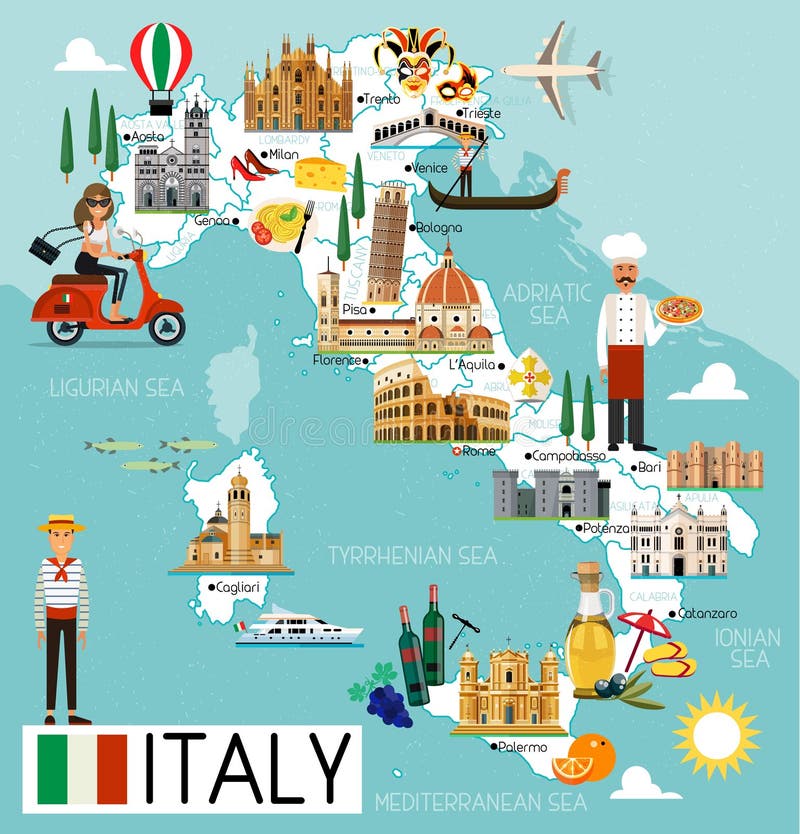 De Reiskaart van Italië stock illustratie De Reiskaart van Italië stock illustratie