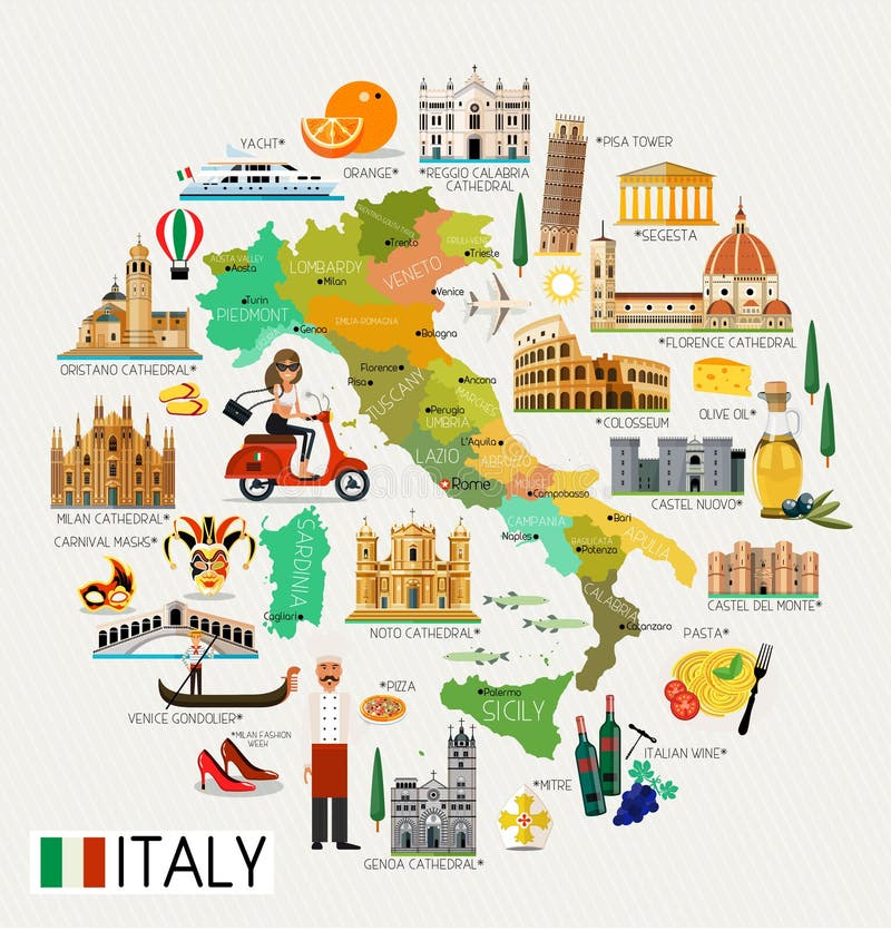 De Reiskaart van Italië vector illustratie De Reiskaart van Italië vector illustratie