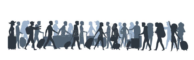 De reismensen silhouetteren Familietoeristen die met grote zakken, bedrijfspersoon met kofferbagage winkelen Vector vector illustratie De reismensen silhouetteren Familietoeristen die met grote zakken, bedrijfspersoon met kofferbagage winkelen Vector vector illustratie